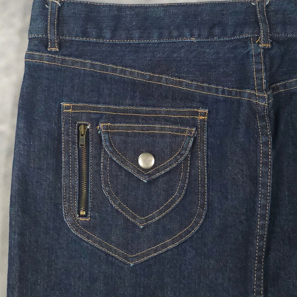 Vintage Y2K FCUK Denim Utility Pencil Skirt Zip Pocket Stretch Dark Wash 10 - Picture 6 of 11